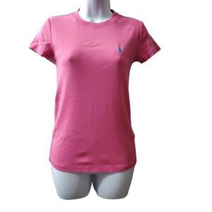 Ralph Lauren Sport Womens Bright Pink Crewneck 100% cotton Shortsleeve Shirt